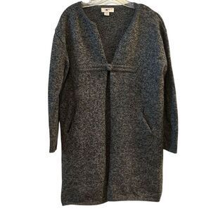 Loft Women's Gray Long Coatigan Size L Open Front with Pockets